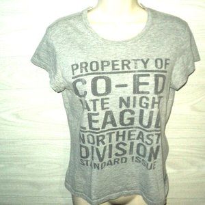 Aeropostale Baby Tee Shirt Women's Size L Gray Short Sleeves 34-40" Bust T-Shirt